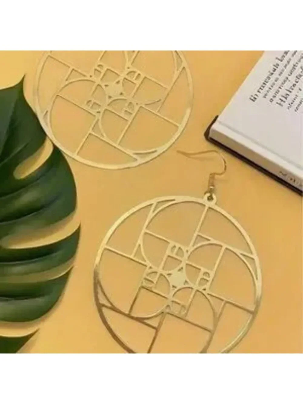 Gold Geometric Cutout Statement Dangle Earrings C Gold Tone